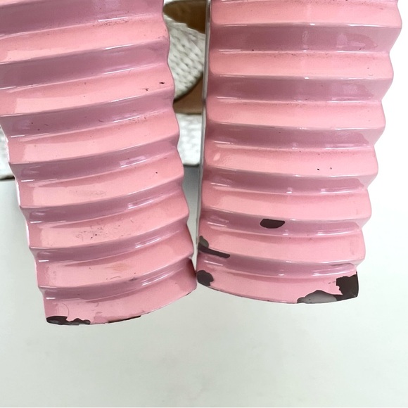 APERLAI Paris White Wicker Style Pink Leather Ankle Strap  Lucite Heel Sz 38 - Picture 13 of 15